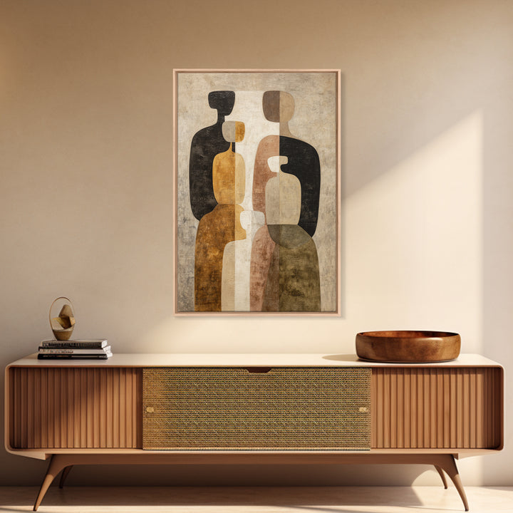 Abstract Family Figures Framed Canvas Print, Line Art, Room Decor, Living Room Decor, Oil Painting, Line, Digital Wall Art, LIN-2x3-8