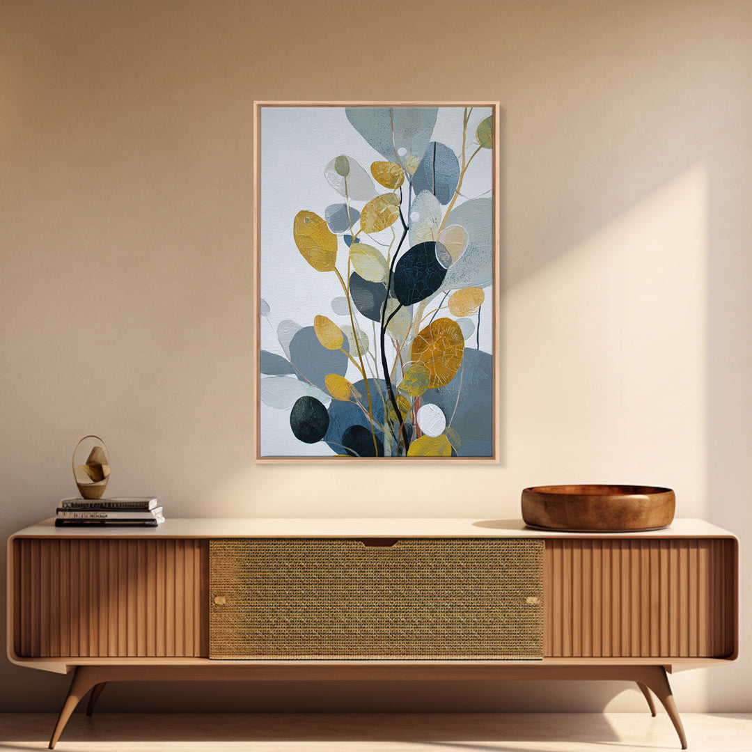 Botanical Branch Drawn Framed Canvas Print, Line Art, Room Decor, Living Room Decor, Fine Art, Line, Digital Wall Art, LIN-2x3-83