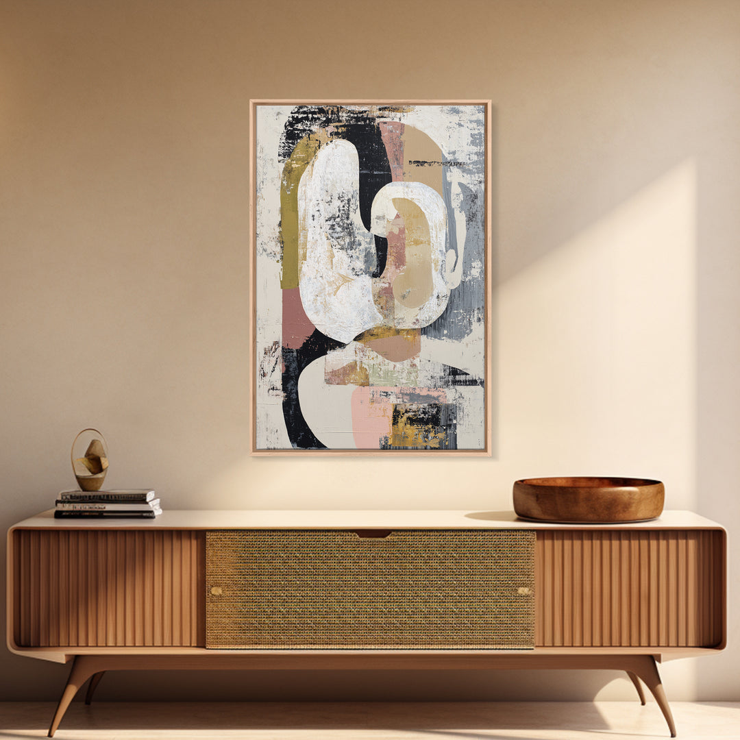 Abstract Horse Formed from Graceful Contour Framed Canvas Print, Line Art, Wall Art, Living Room Decor, Abstract Art, Line, LIN-2x3-84