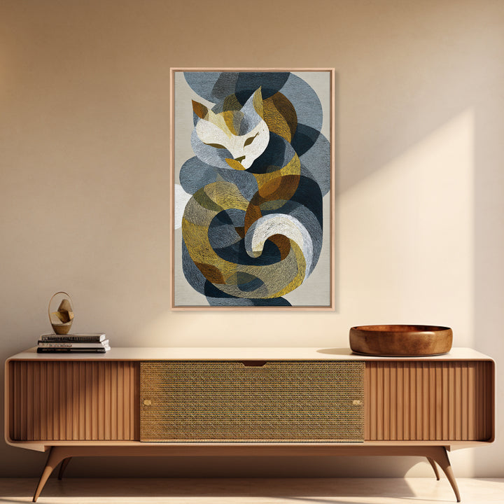 Monoline Cat Stretching Canvas Print, Line Art, Living Room Wall Art, Living Room Decor, Fine Art, Line, Aesthetic Prints, LIN-2x3-86
