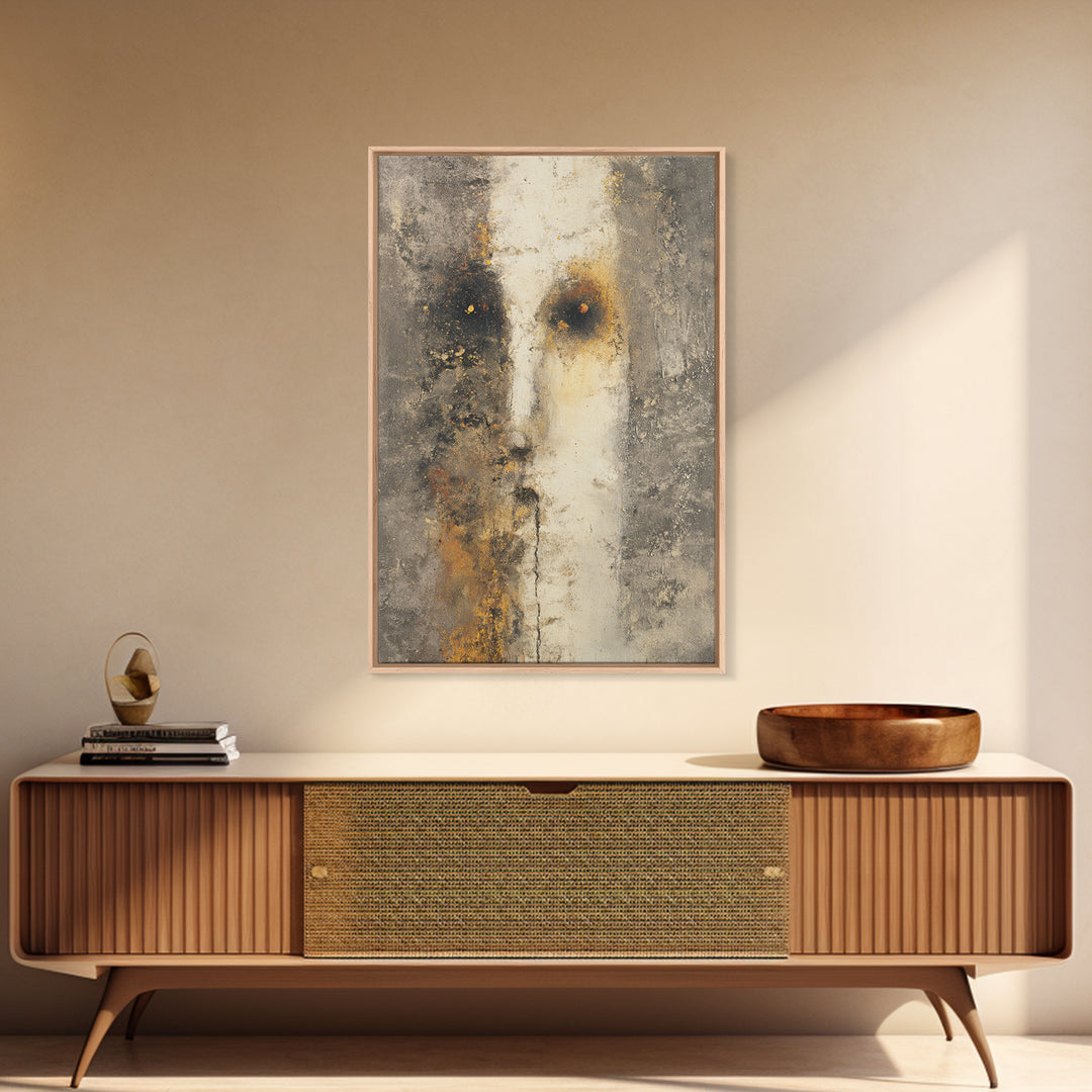 Minimal Eyes and Nose Composition Framed Canvas Print, Line Art, Modern Art, Living Room Decor, Abstract Art, Line, LIN-2x3-94