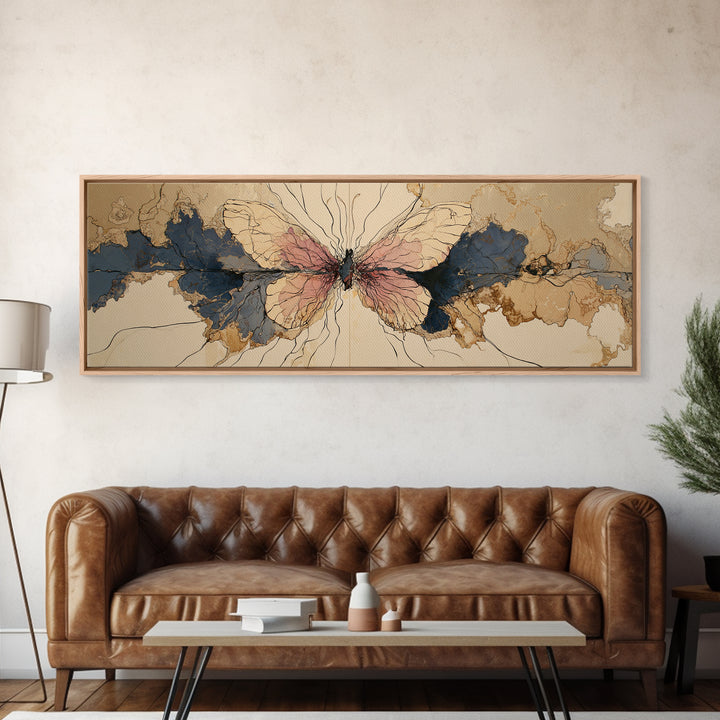 Line Art Butterfly Canvas Print, Line Art, Art Print, Living Room Decor, Abstract Art, Line, Digital Wall Art, LIN-3x1-14