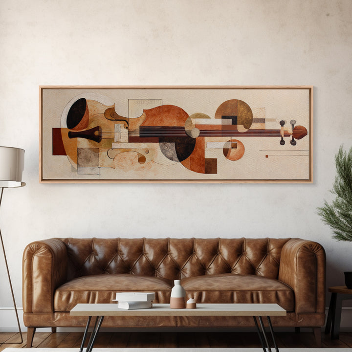 Single Line Violin and Bow Framed Canvas Print, Line Art, Statement Artwork, Living Room Decor, Fine Art, Line, Custom Portrait, LIN-3x1-15