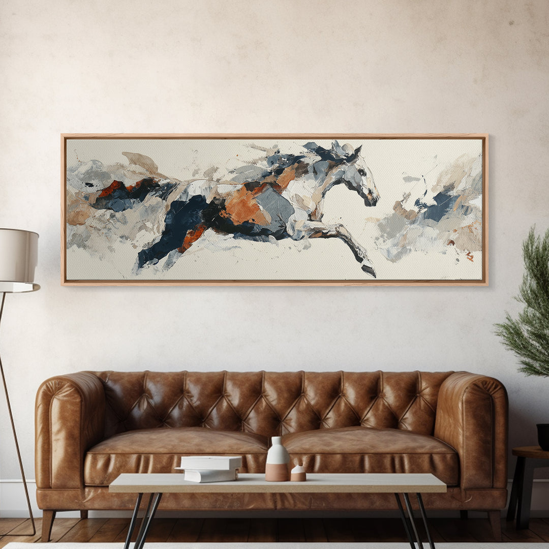 Abstract Horse Formed from Graceful Contour Canvas Print, Line Art, Minimalist Art, Living Room Decor, Fine Art, Line, LIN-3x1-20