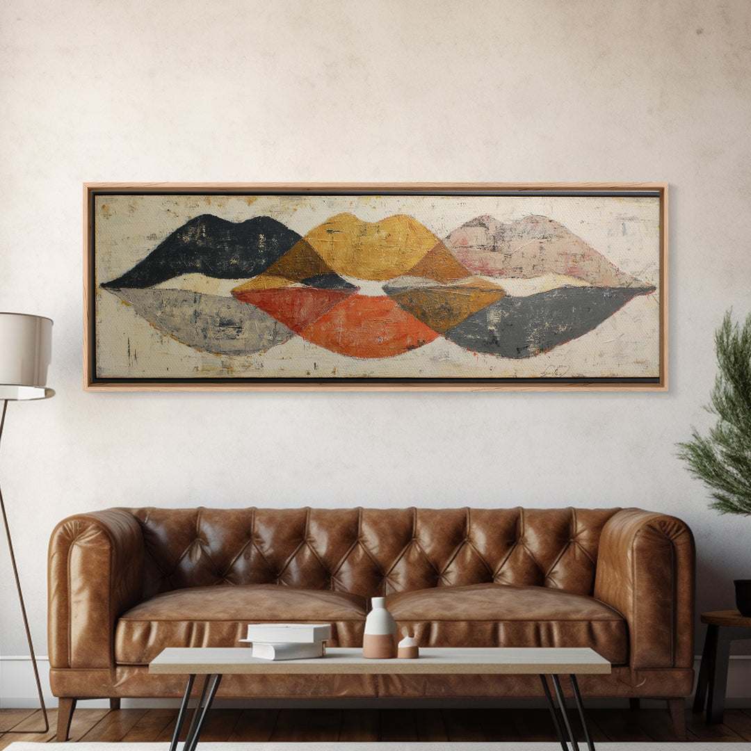 Abstract Lips and Hand Fashion Sketch Canvas Print, Line Art, Canvas Print, Living Room Decor, Fine Art, Line, Modern Decor, LIN-3x1-34