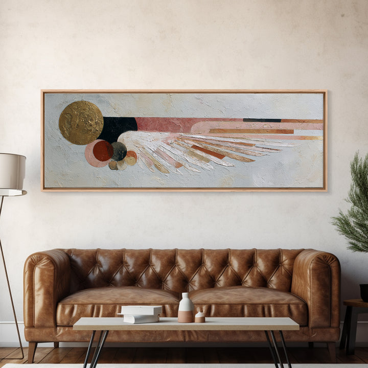 Minimal Angel Wing Contour Framed Canvas Print, Line Art, Aesthetic Prints, Living Room Decor, Abstract Art, Line, Wall Art, LIN-3x1-37