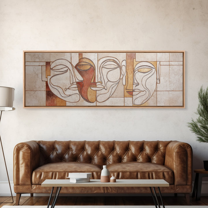 Continuous Line Female Face Canvas Print, Line Art, Art Print, Living Room Decor, Fine Art, Line, Printable Wall Art, LIN-3x1-41