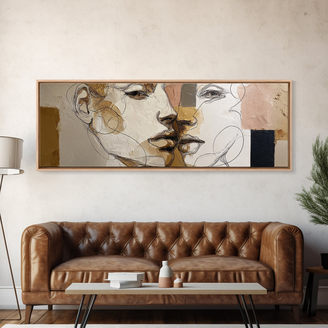 Continuous Line Female Face Canvas Print, Line Art, Art Print, Living Room Decor, Fine Art, Line, Printable Wall Art, LIN-3x1-65