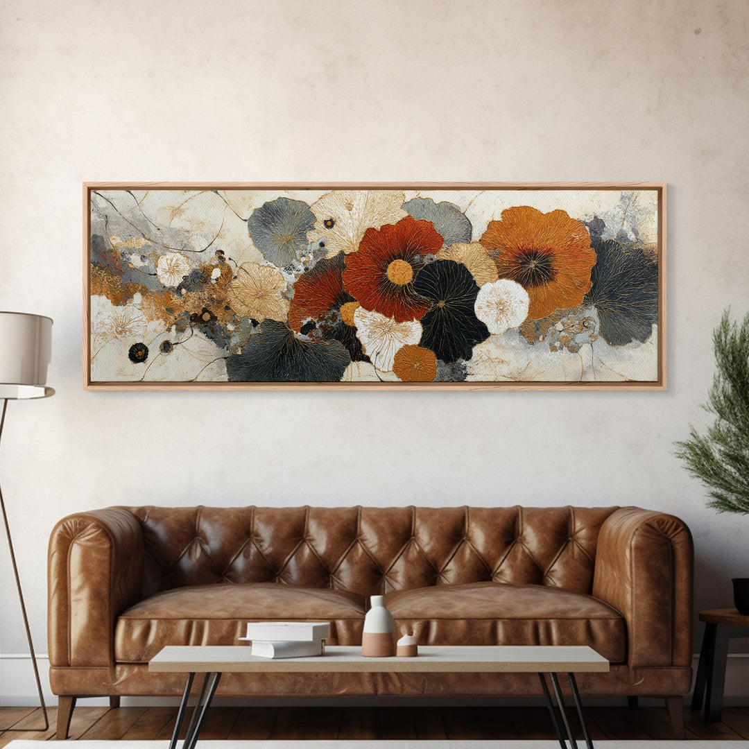 Face and Flower Blended into One Contour Framed Canvas Print, Line Art, Decor, Living Room Decor, Line, Living Room Wall Art, LIN-3x1-72
