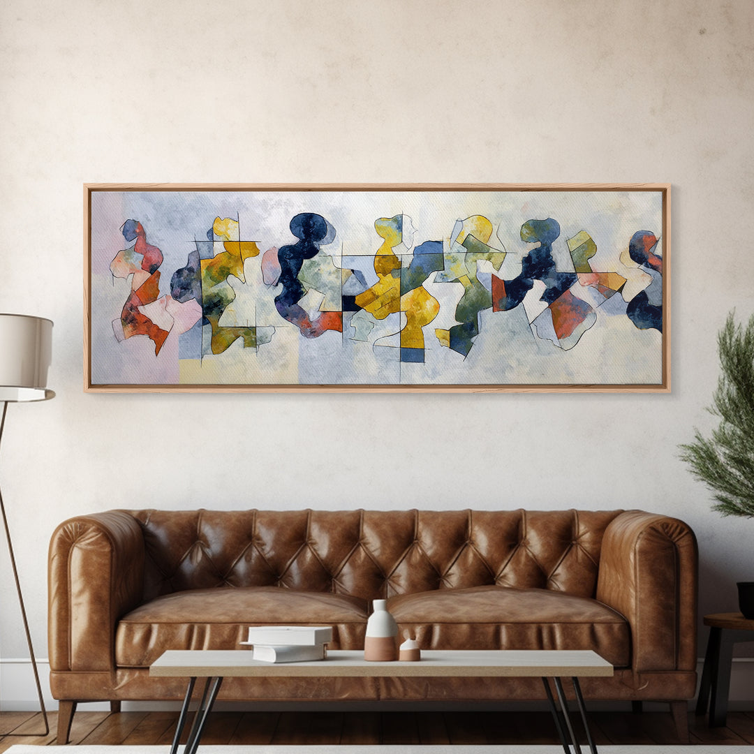 Abstract Family Figures Canvas Print, Line Art, Art, Living Room Decor, Oil Painting, Line, Boho Wall Decor, Boho Decor, LIN-3x1-88