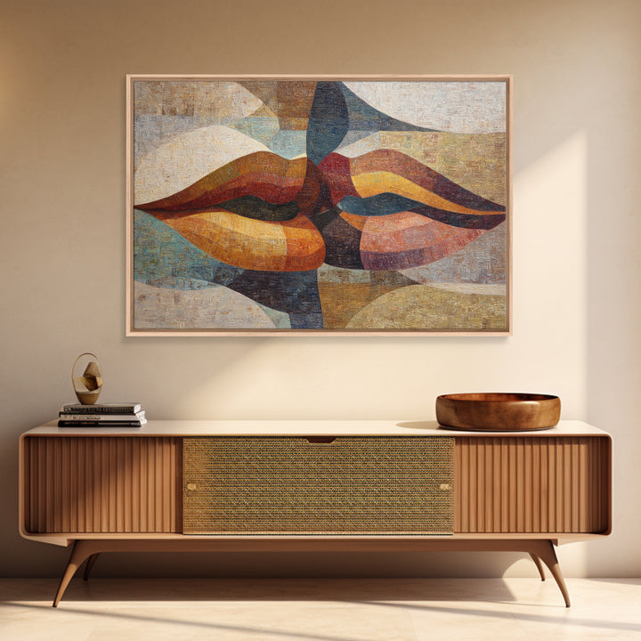 Abstract Lips and Hand Fashion Sketch Canvas Print, Line Art, Minimalist Wall Art, Living Room Decor, Abstract Art, Line, LIN-3x2-22