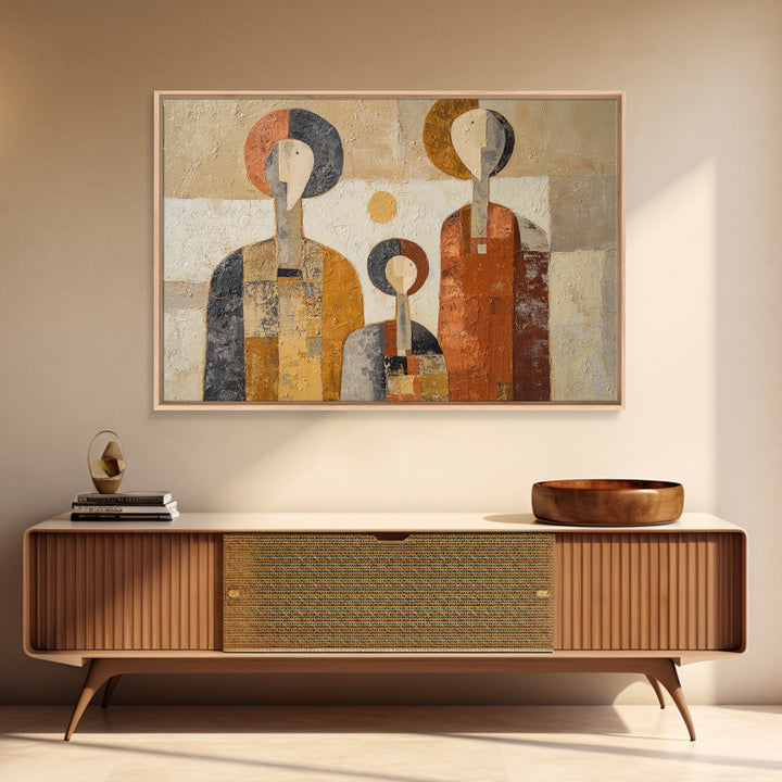 Abstract Family Figures Framed Canvas Print, Line Art, Aesthetic Prints, Living Room Decor, Fine Art, Line, Wall Art, LIN-3x2-28