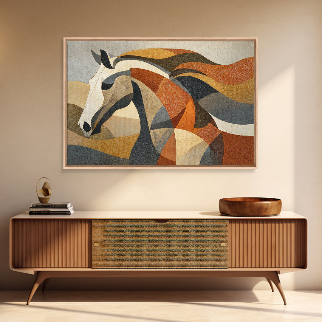 Abstract Horse Formed from Graceful Contour Canvas Print, Line Art, Art Print, Living Room Decor, Fine Art, Line, LIN-3x2-32