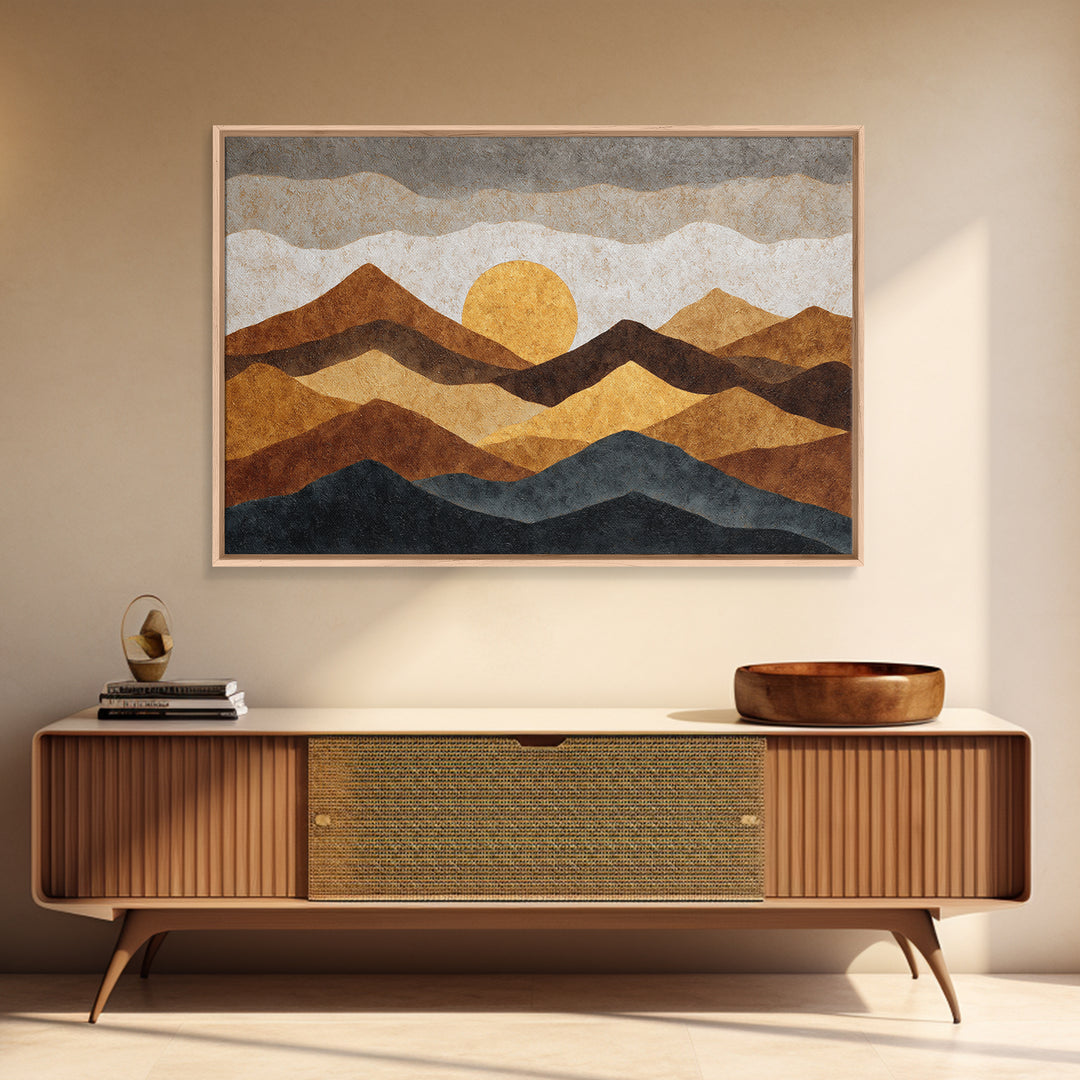 Black Line Mountains Canvas Print, Line Art, Living Room Art, Living Room Decor, Fine Art, Line, Art Print, Textured Painting, LIN-3x2-38