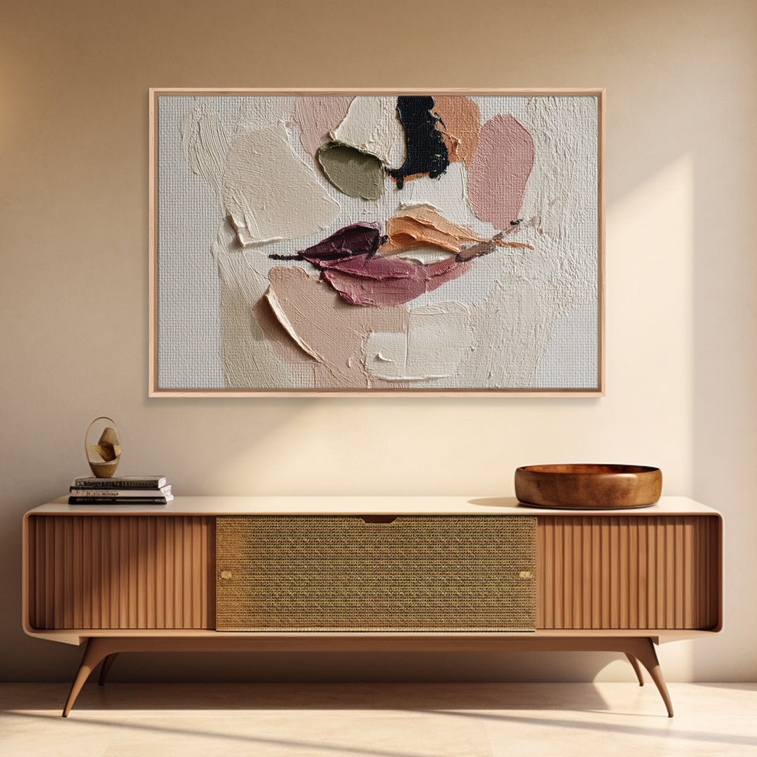 Abstract Lips and Hand Fashion Sketch Framed Canvas Print, Line Art, Bird Wall Art, Living Room Decor, Abstract Art, Line, LIN-3x2-46