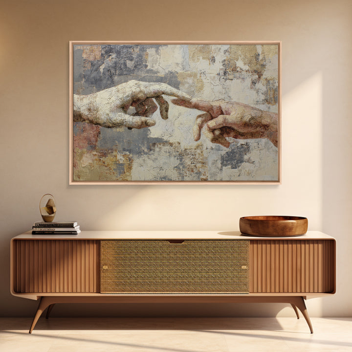 Two Hands Nearly Touching Canvas Print, Line Art, Luxury Decor, Living Room Decor, Abstract Art, Line, Printable, LIN-3x2-57