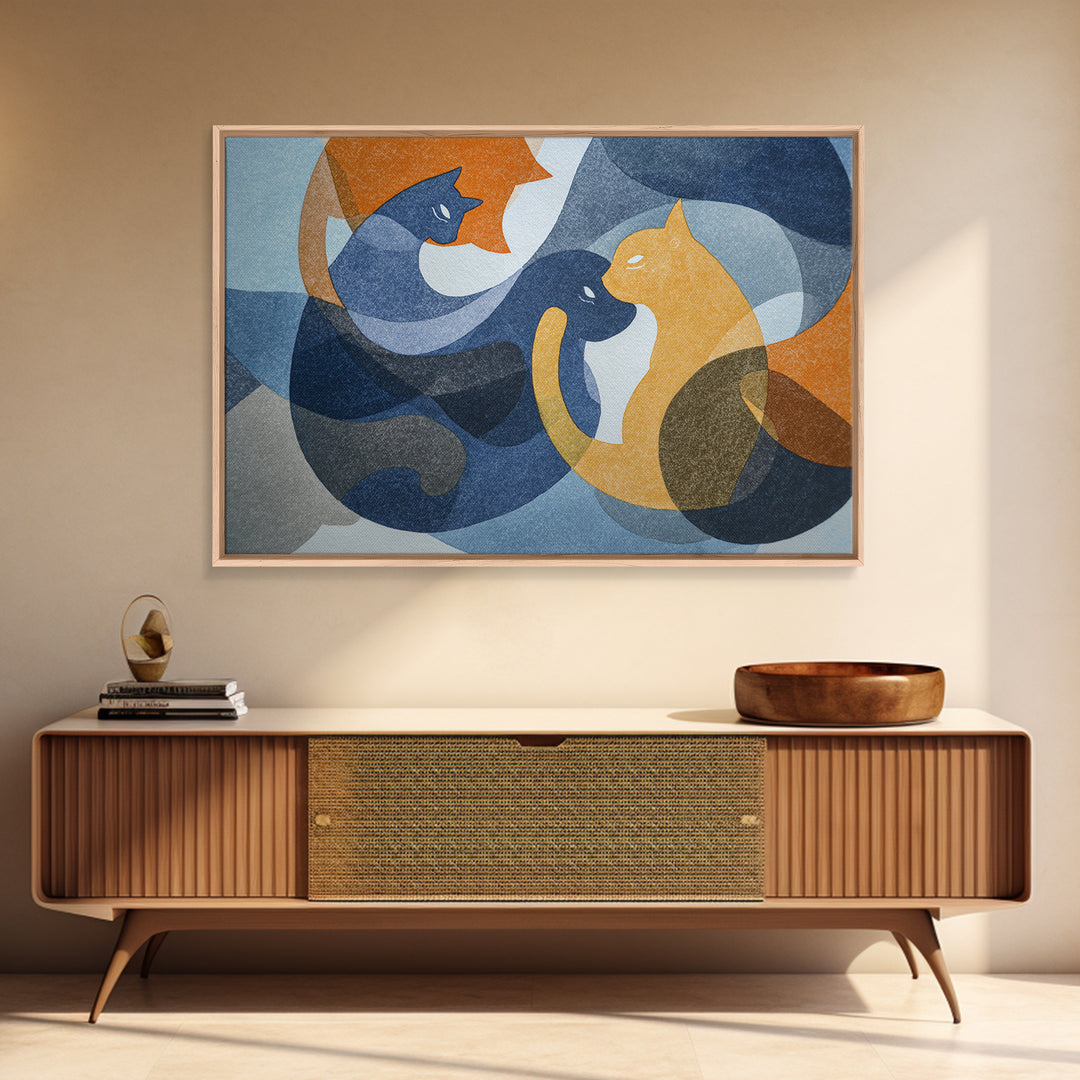 Monoline Cat Stretching Canvas Print, Line Art, Modern Decor, Living Room Decor, Abstract Art, Line, Contemporary Art, LIN-3x2-58