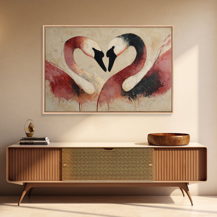 Two Swans Forming a Heart Shape Canvas Print, Line Art, Canvas Art, Living Room Decor, Fine Art, Line, Jesus Wall Art, LIN-3x2-68