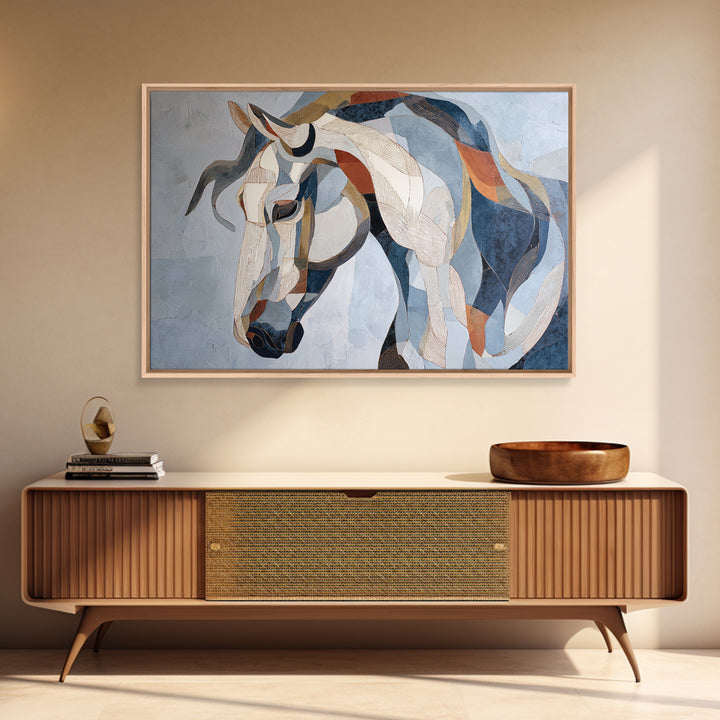 Abstract Horse Formed from Graceful Contour Framed Canvas Print, Line Art, Gallery Decor, Living Room Decor, Fine Art, Line, LIN-3x2-8