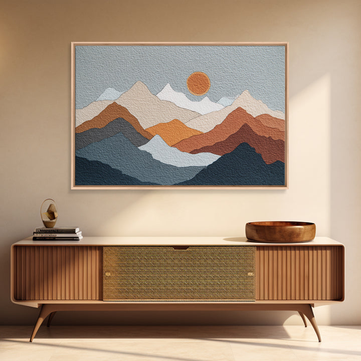 Black Line Mountains Framed Canvas Print, Line Art, Aesthetic Prints, Living Room Decor, Fine Art, Line, Wall Art, Home Decor, LIN-3x2-86