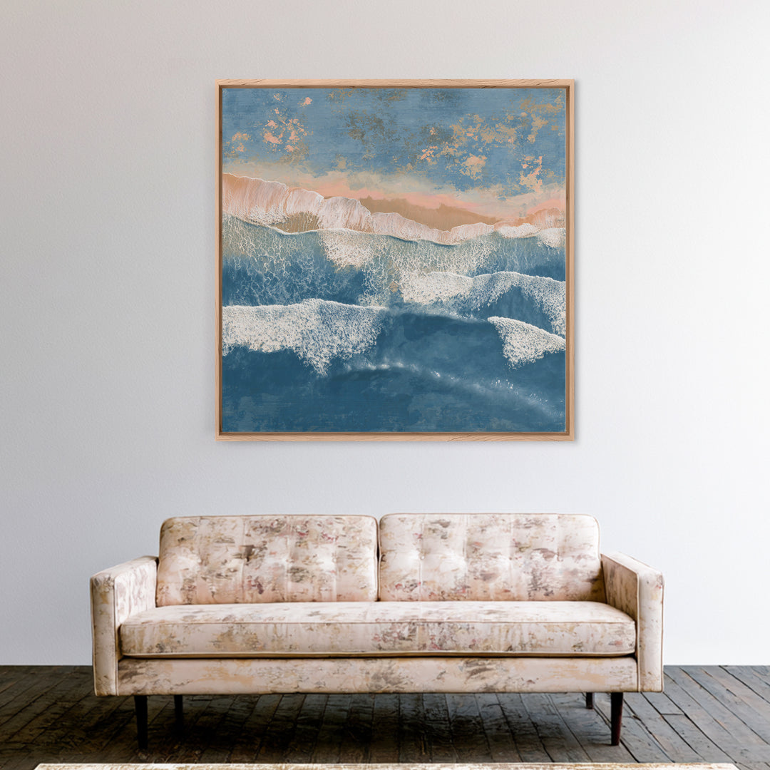 Coastal Aerial Shoreline Framed Canvas Print, Living Room Art, Large Wall Art, Living Room Decor, Living, Dopamine Decor, LIR-1x1-11