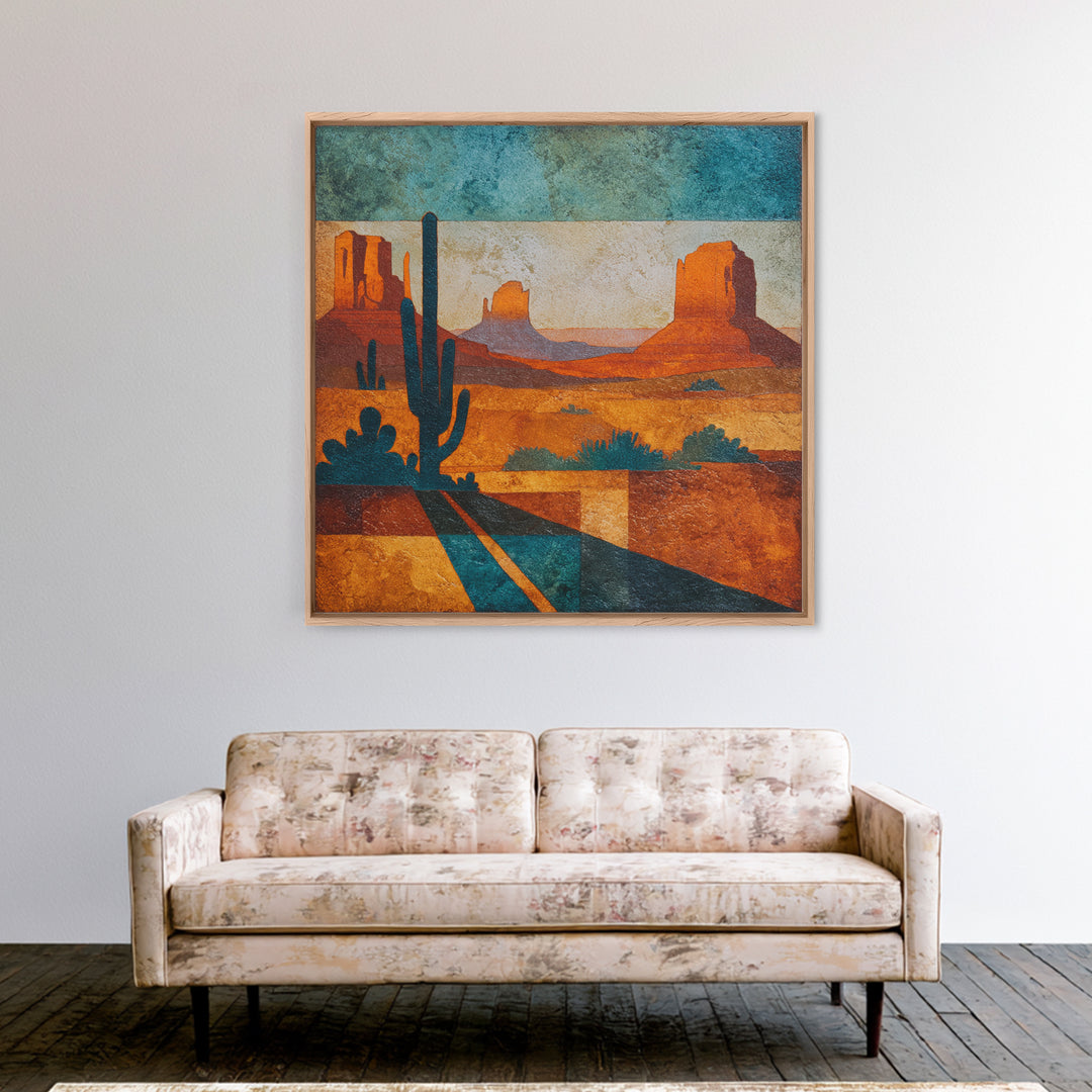 Earthy Desert Landscape Framed Canvas Print, Living Room Art, Wall Decor, Living Room Decor, Oil Painting, Living, Abstract Art, LIR-1x1-12
