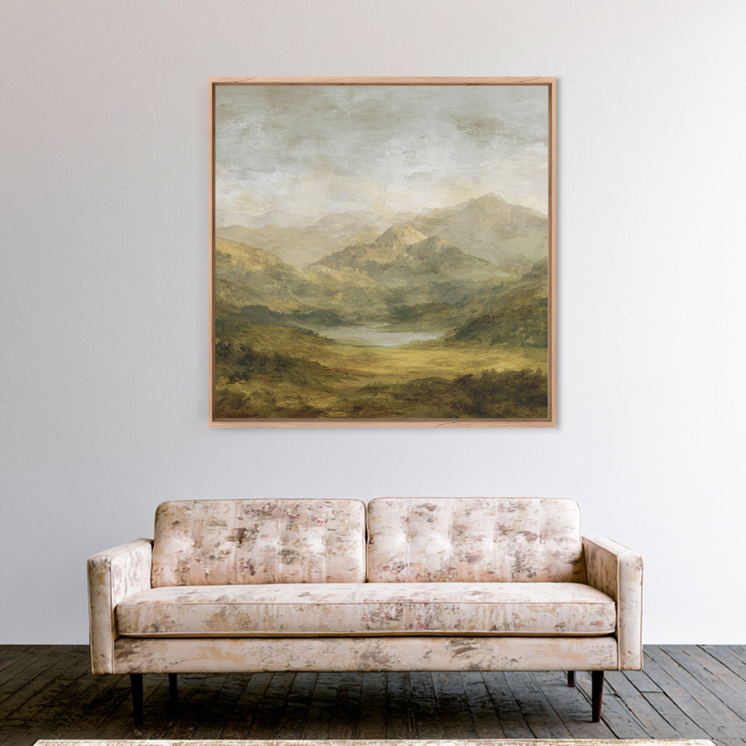 Classic Mountain Panorama for Cozy Interiors Canvas Print, Living Room Art, Abstract Art, Living Room Decor, Living, Boho Decor, LIR-1x1-16