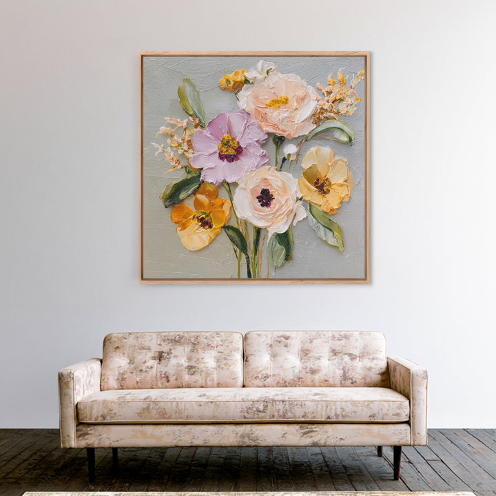 Botanical Vase Painting Framed Canvas Print, Living Room Art, Living Room Decor, Oil Painting, Living, Statement Artwork, LIR-1x1-2