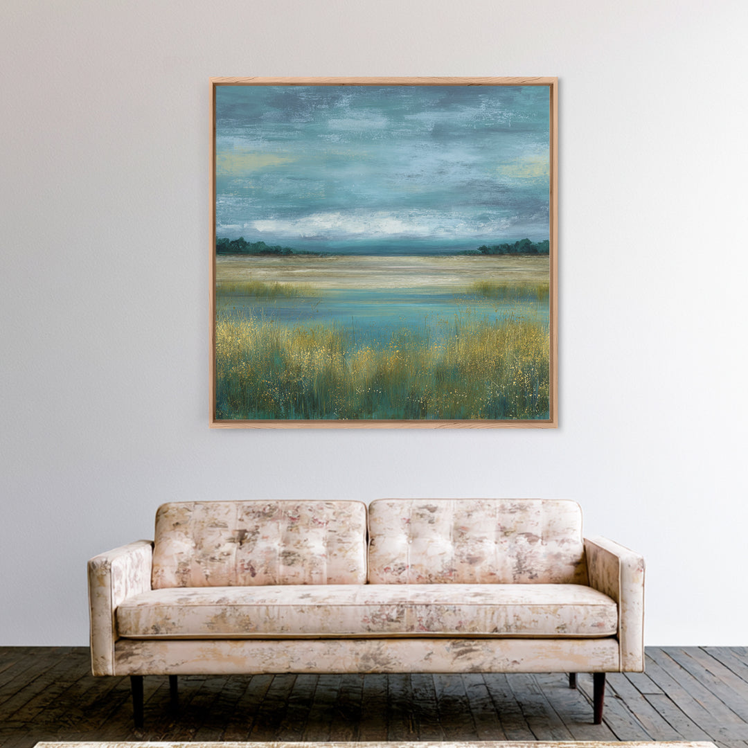 Quiet Meadow Landscape Canvas Print, Living Room Art, Living Room Decor, Watercolor Art, Living, Abstract Wall Art, LIR-1x1-23