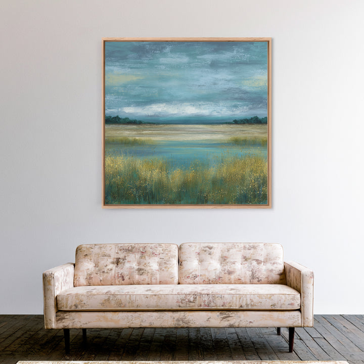 Quiet Meadow Landscape Canvas Print, Living Room Art, Living Room Decor, Watercolor Art, Living, Abstract Wall Art, LIR-1x1-23