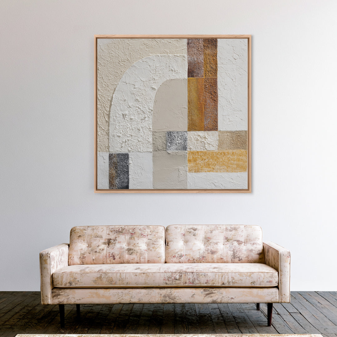 Textured Plaster Abstract Framed Canvas Print, Living Room Art, Textured Painting, Living Room Decor, Abstract Art, Living, LIR-1x1-29