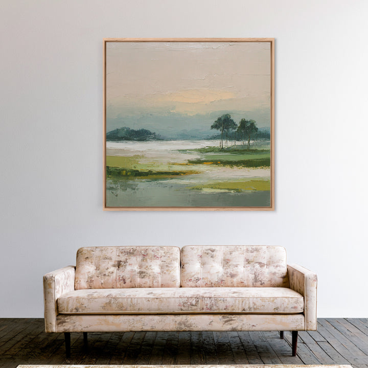 Modern Landscape with Expansive Calm Sky Canvas Print, Living Room Art, Oil Painting, Living Room Decor, Fine Art, Living, LIR-1x1-3
