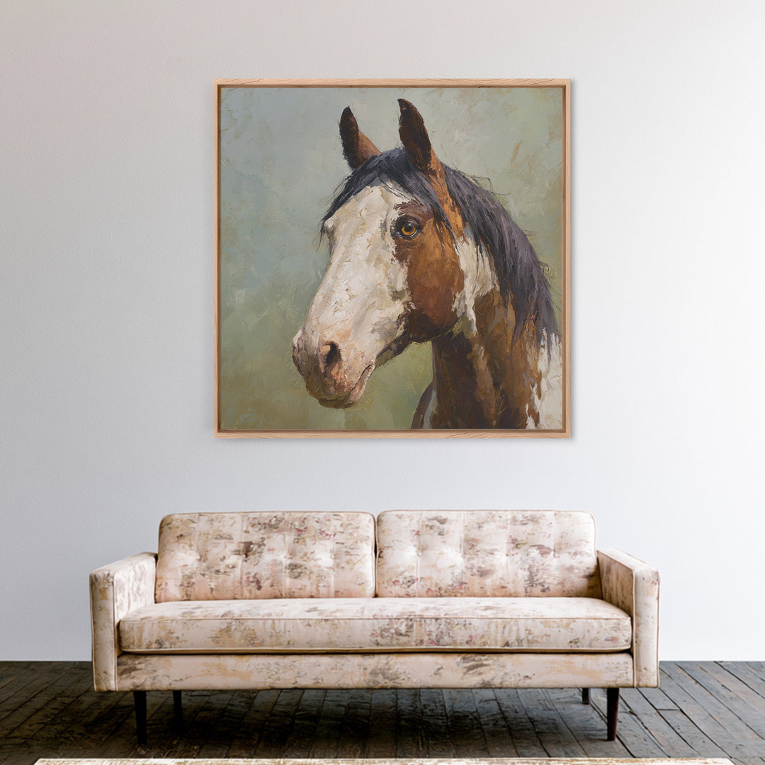 Contemporary Horse Portrait Framed Canvas Print, Living Room Art, 3 Piece Wall Art, Living Room Decor, Fine Art, Living, LIR-1x1-34