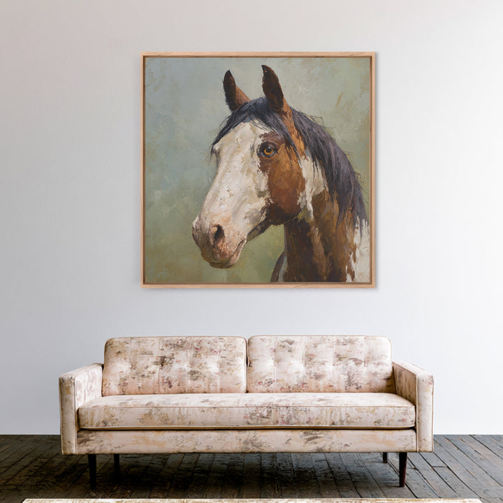 Contemporary Horse Portrait Framed Canvas Print, Living Room Art, 3 Piece Wall Art, Living Room Decor, Fine Art, Living, LIR-1x1-34