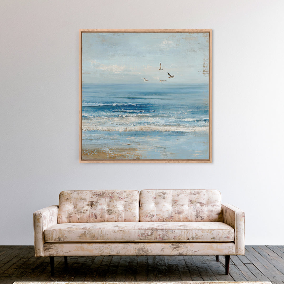 Coastal Aerial Shoreline Canvas Print, Living Room Art, Pet Portraits, Living Room Decor, Fine Art, Living, Neutral Decor, LIR-1x1-35