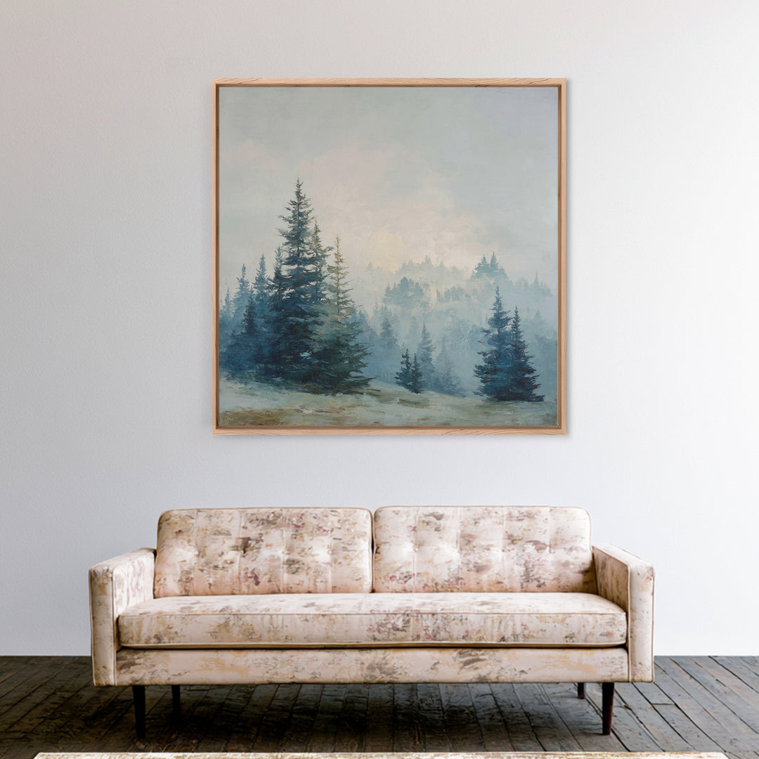 Minimal Scandinavian Forest Framed Canvas Print, Living Room Art, Boho Decor, Living Room Decor, Living, Digital Prints, LIR-1x1-37