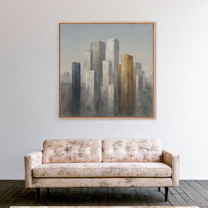 Modern City Skyline Framed Canvas Print, Living Room Art, Modern Wall Art, Living Room Decor, Fine Art, Living, LIR-1x1-46