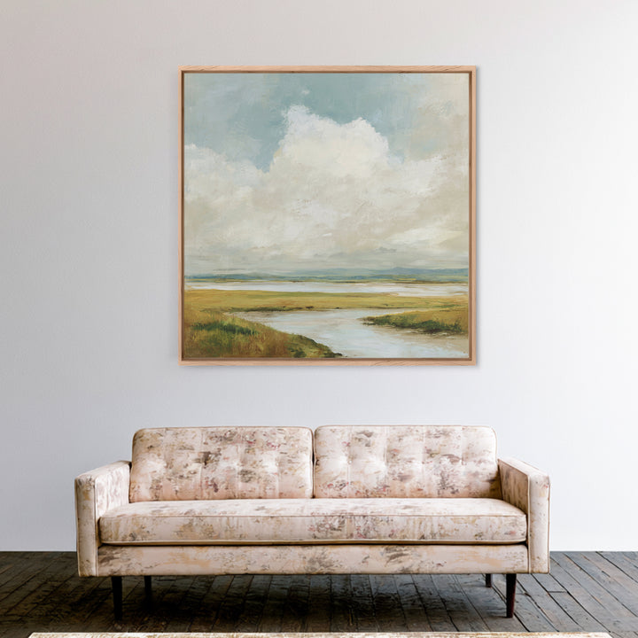 Modern Landscape with Expansive Calm Sky Framed Canvas Print, Living Room Art, Bedroom Wall Art, Living Room Decor, Living, LIR-1x1-51