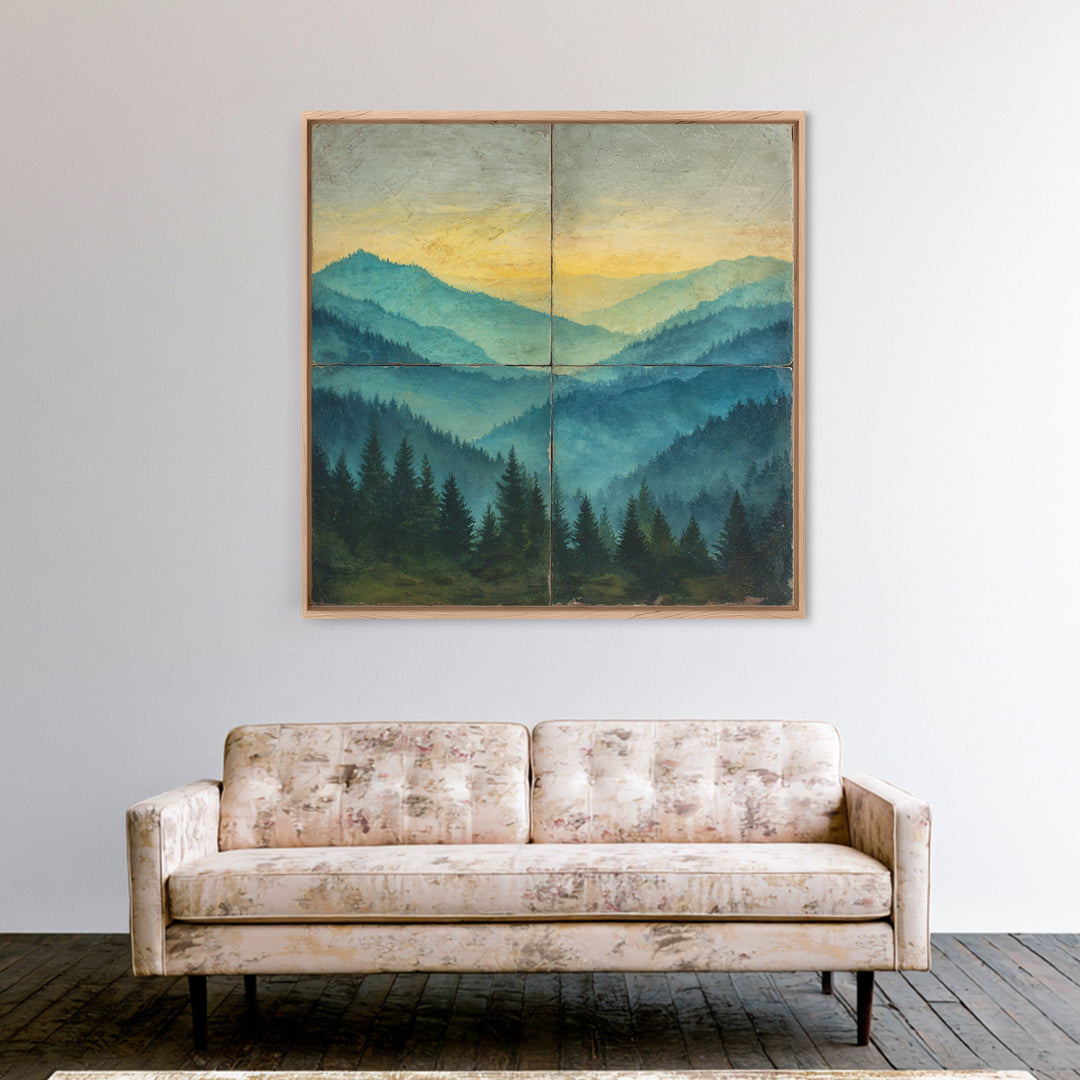 Classic Mountain Panorama for Cozy Interiors Framed Canvas Print, Living Room Art, New Home Gift, Living Room Decor, Living, LIR-1x1-64
