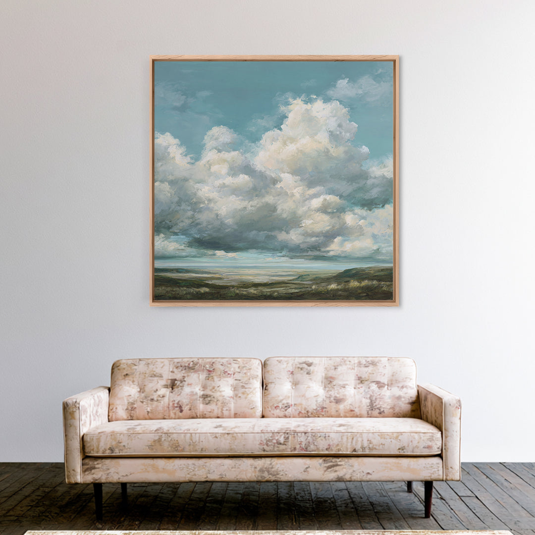 Large Cloudscape with Gentle Movement Framed Canvas Print, Living Room Art, Modern Decor, Living Room Decor, Fine Art, Living, LIR-1x1-67