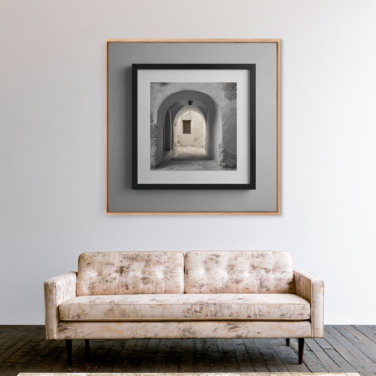 Black and White Architectural Arch Composition Framed Canvas Print, Living Room Art, Boho Decor, Living Room Decor, LIR-1x1-79
