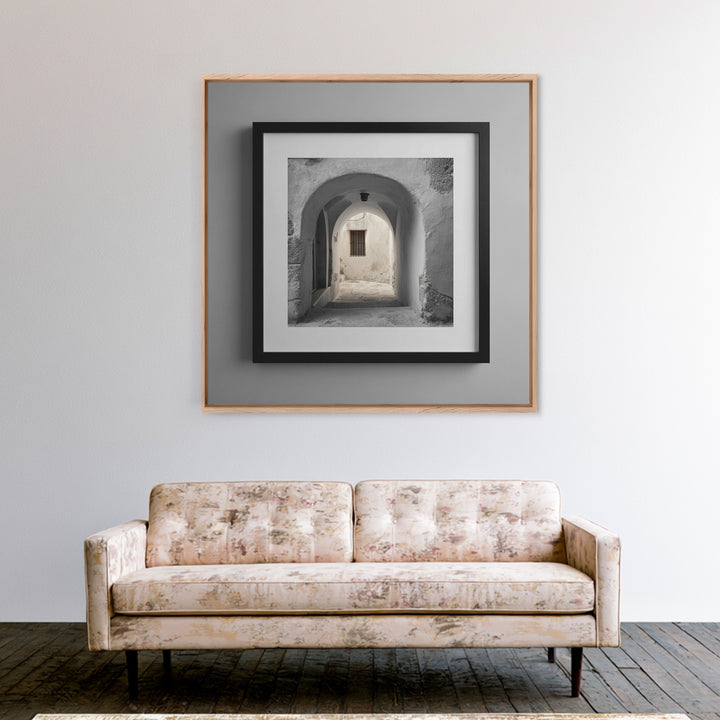 Black and White Architectural Arch Composition Framed Canvas Print, Living Room Art, Boho Decor, Living Room Decor, LIR-1x1-79