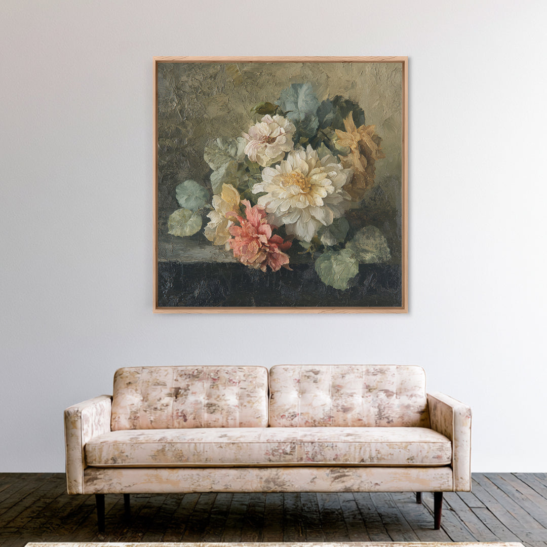 Large Floral Still Life Canvas Print, Living Room Art, Wall Decor, Living Room Decor, Oil Painting, Living, Abstract Art, LIR-1x1-81