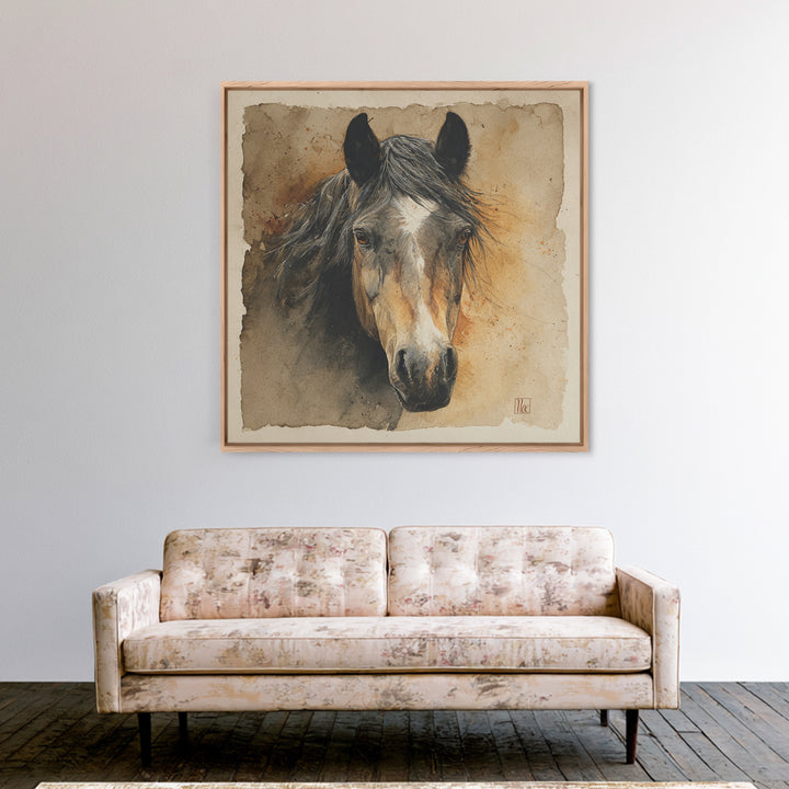 Contemporary Horse Portrait Canvas Print, Living Room Art, Boho Decor, Living Room Decor, Fine Art, Living, Digital Prints, LIR-1x1-82
