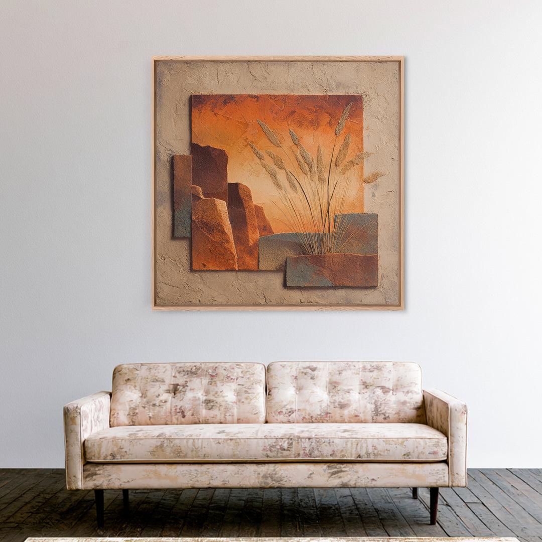 Earthy Desert Landscape Framed Canvas Print, Living Room Art, Dopamine Decor, Living Room Decor, Fine Art, Living, LIR-1x1-84