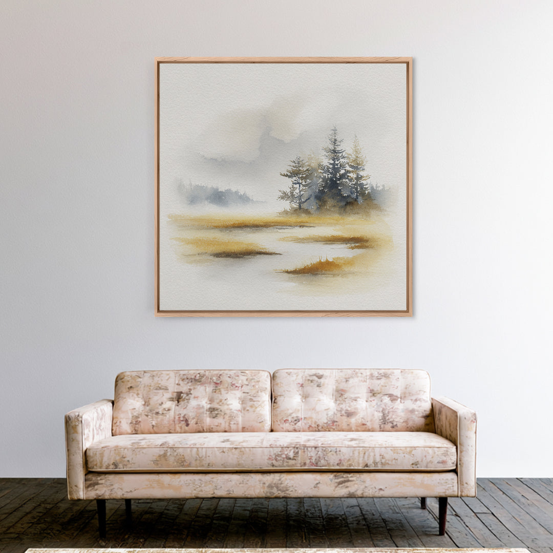 Minimal Scandinavian Forest Canvas Print, Living Room Art, Minimalist Decor, Living Room Decor, Oil Painting, Living, LIR-1x1-85