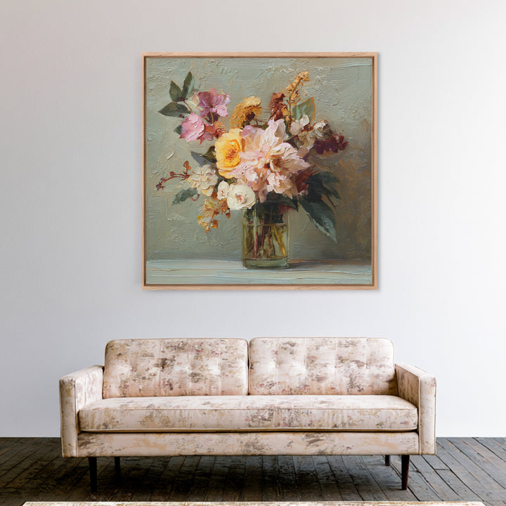 Large Floral Still Life Canvas Print, Living Room Art, Statement Artwork, Living Room Decor, Fine Art, Living, Painting, LIR-1x1-9