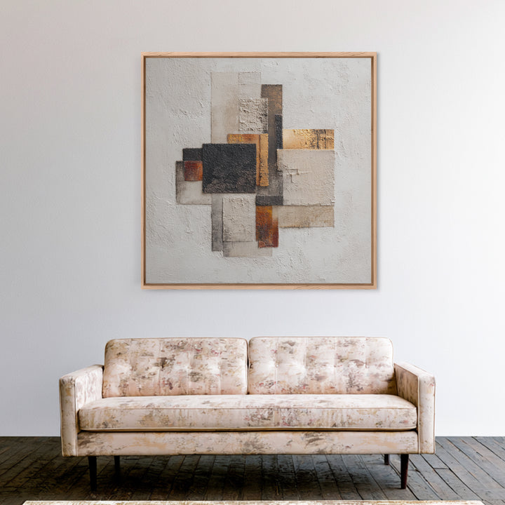Monochrome Stone Texture Abstraction Framed Canvas Print, Living Room Art, Wall Art, Living Room Decor, Abstract Art, Living, LIR-1x1-93