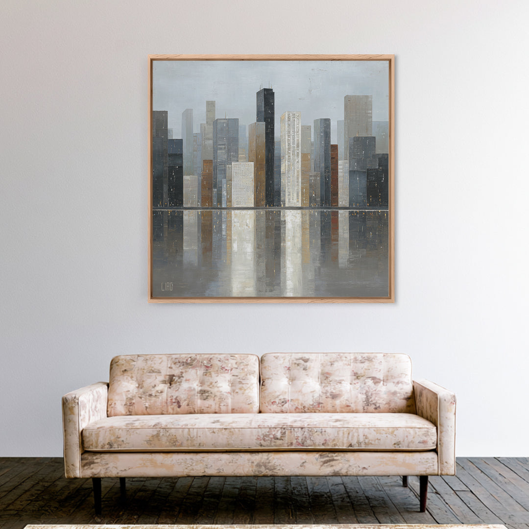 Modern City Skyline Canvas Print, Living Room Art, Modern Decor, Living Room Decor, Abstract Art, Living, Wall Decor, LIR-1x1-94