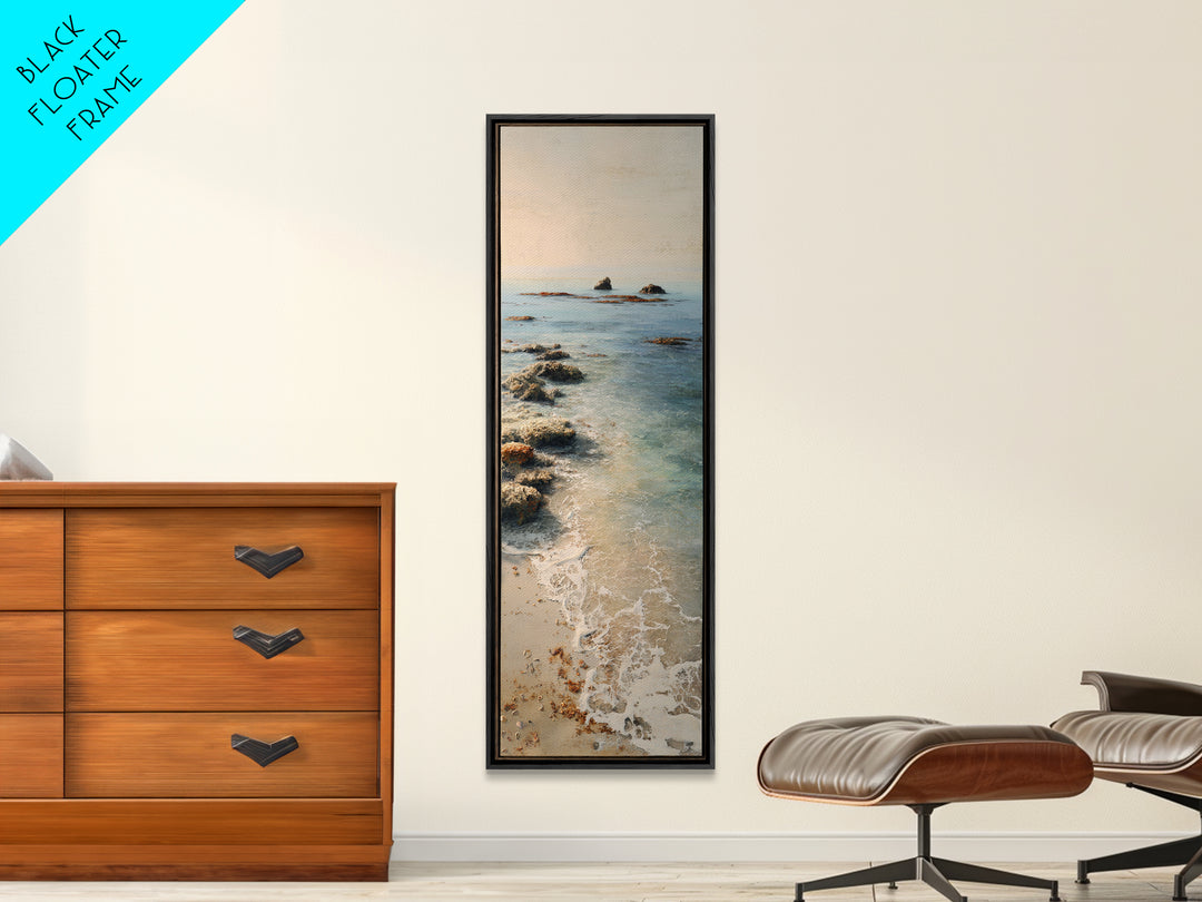 Moody Seascape for Dramatic Focal Point Canvas Print, Living Room Art, Neutral Decor, Living Room Decor, Fine Art, Living, LIR-1x3-18